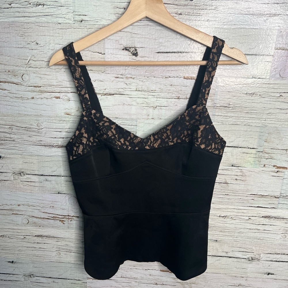 Bcbgmaxazria black tank top blouse lace brown size xs NWT - Picture 1 of 7